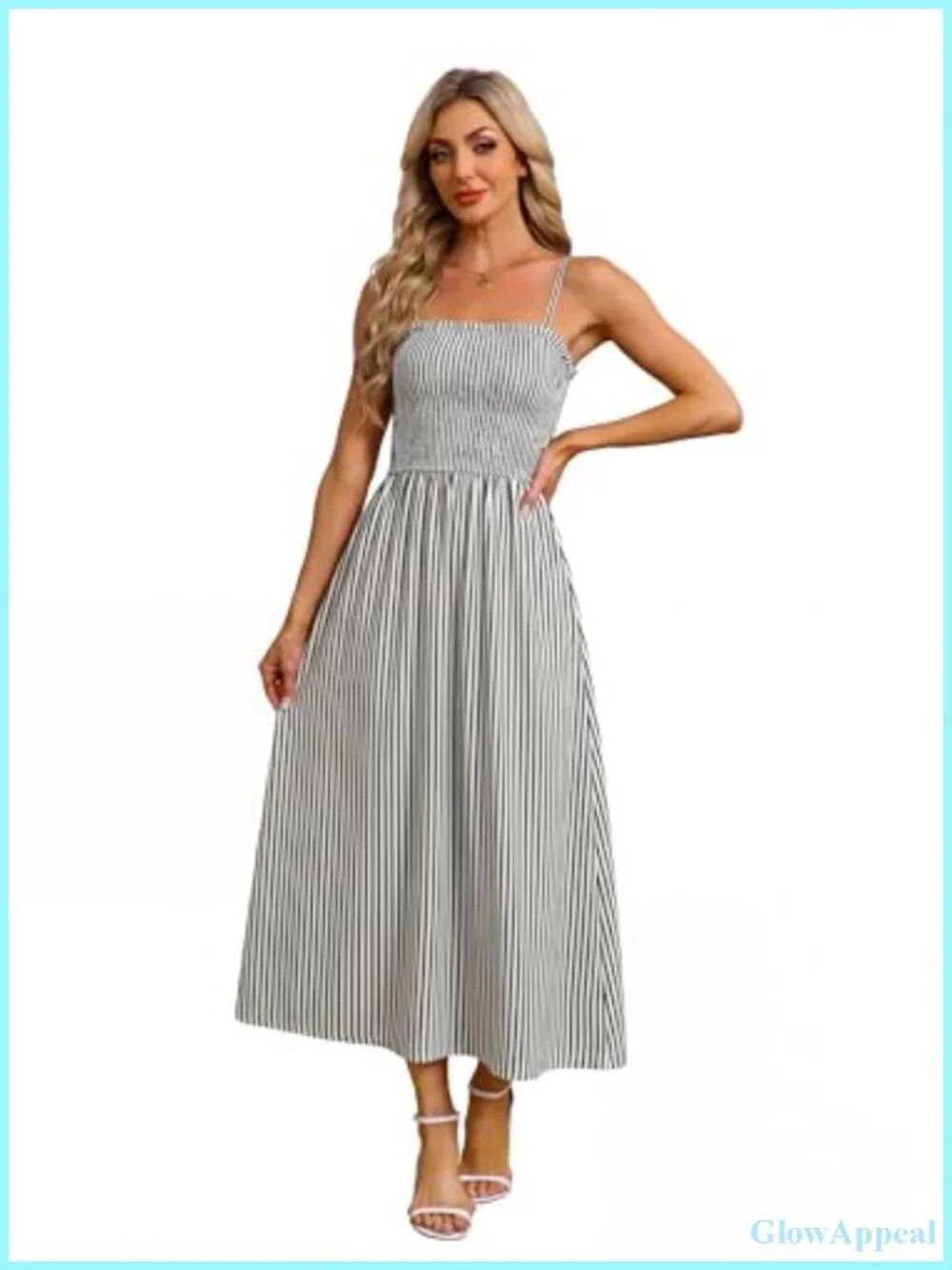 Spaghetti Strap Smocked Maxi Dress with Pockets